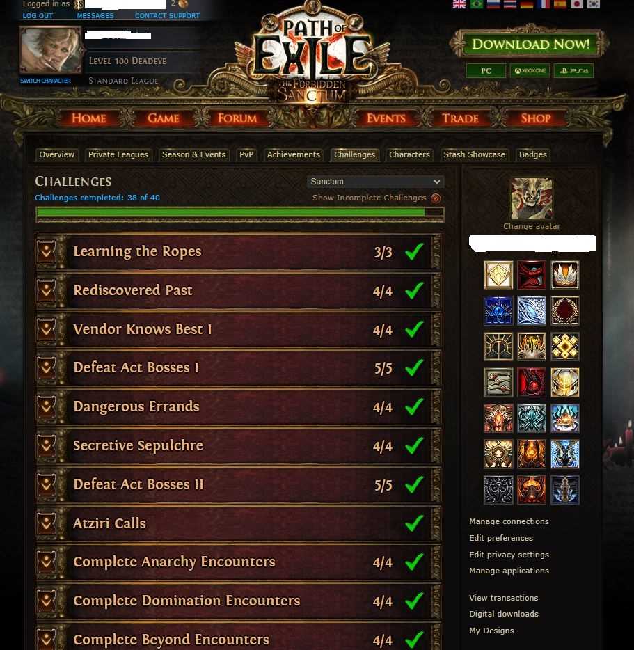 Selling PoE account 2017