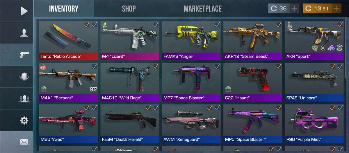 Standdoff 2 with knife skin and so many guns