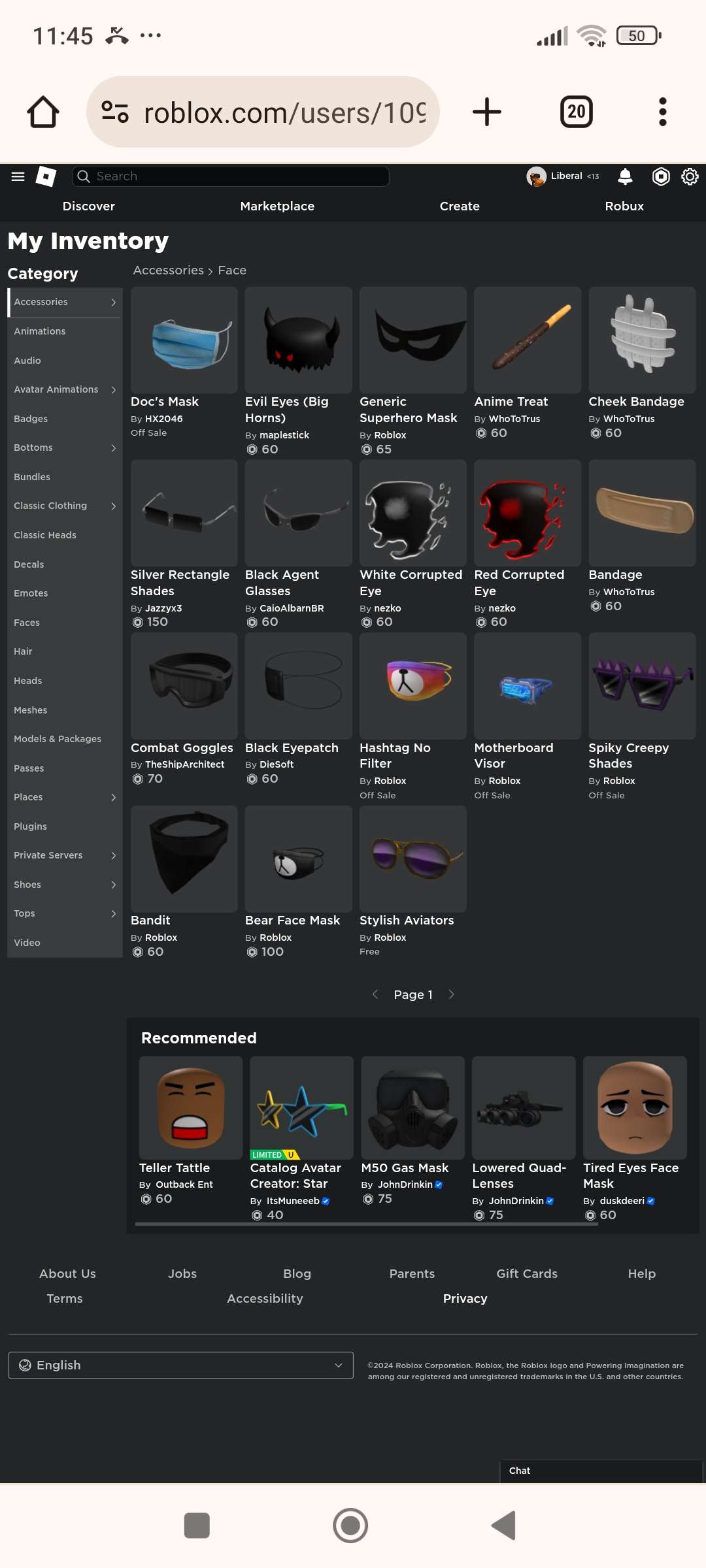 Roblox account 21k total