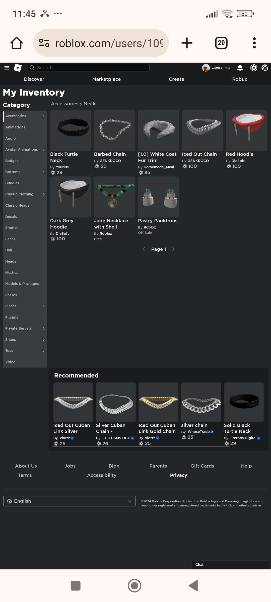 Roblox account 21k total