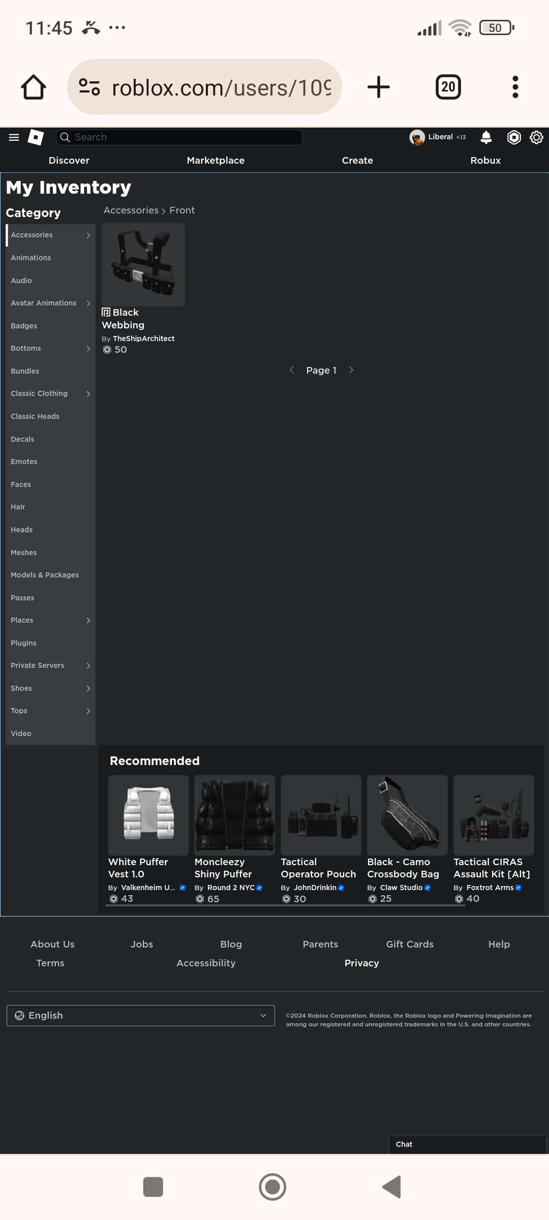 Roblox account 21k total