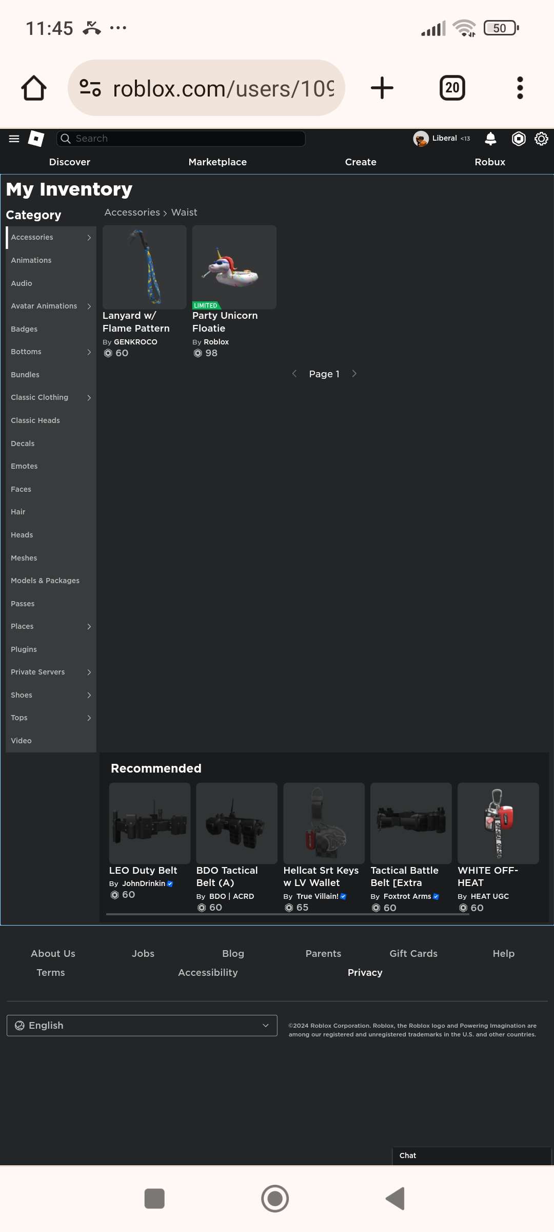 Roblox account 21k total