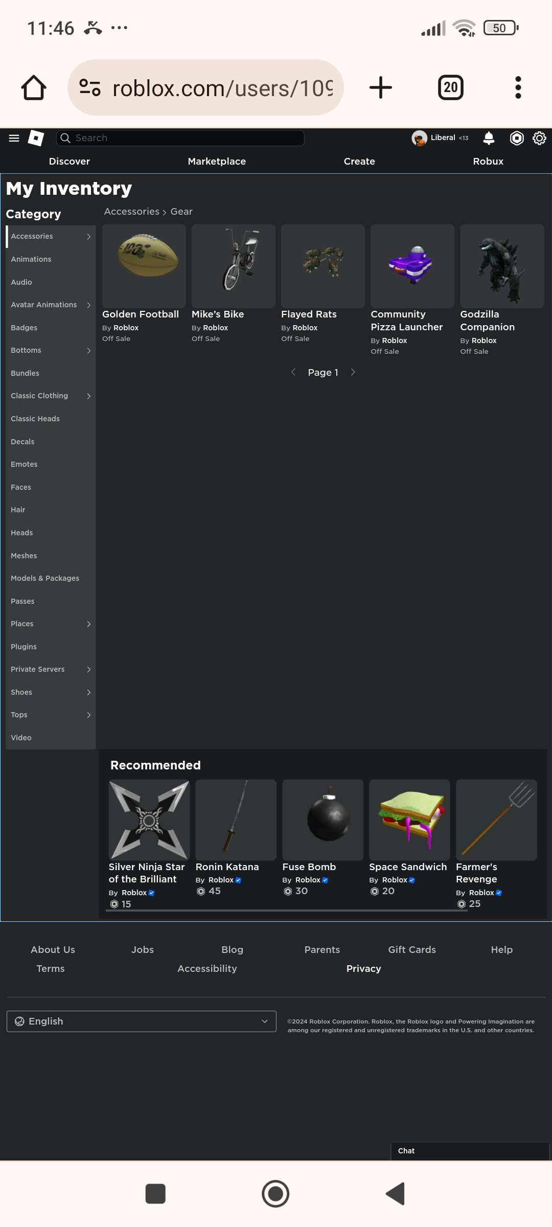 Roblox account 21k total