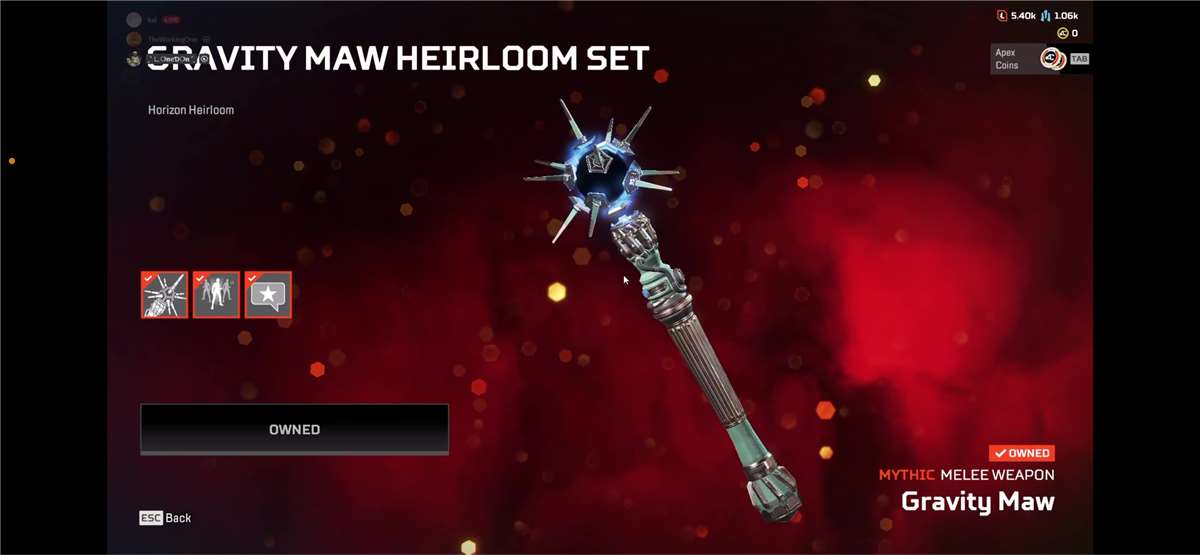 Apex legends account wraith + Horizon heirloo