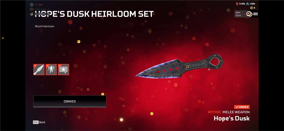 Apex legends account wraith + Horizon heirloo
