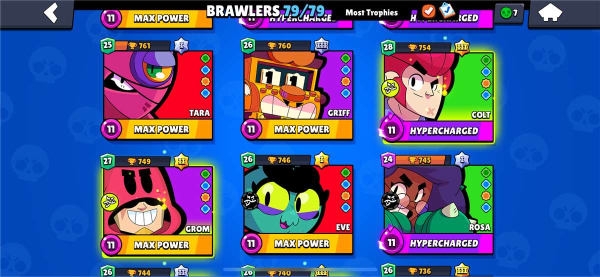 52.6K trophies ⭐️ 79/79 ⭐️ Rare skins 