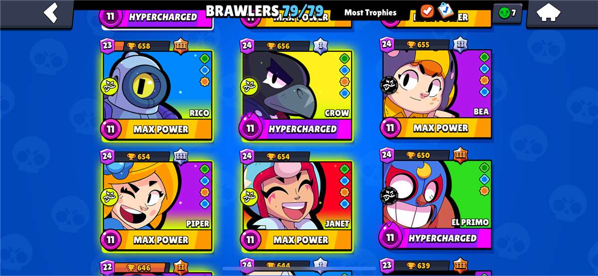 52.6K trophies ⭐️ 79/79 ⭐️ Rare skins 