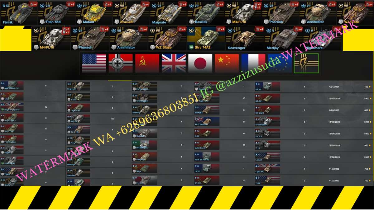 dijual akun wotb spek di foto