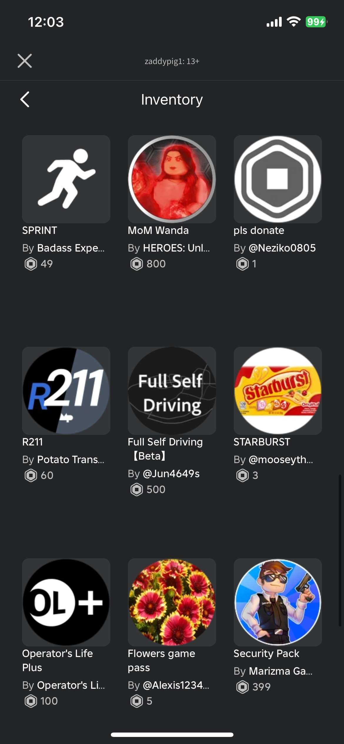 Roblox account