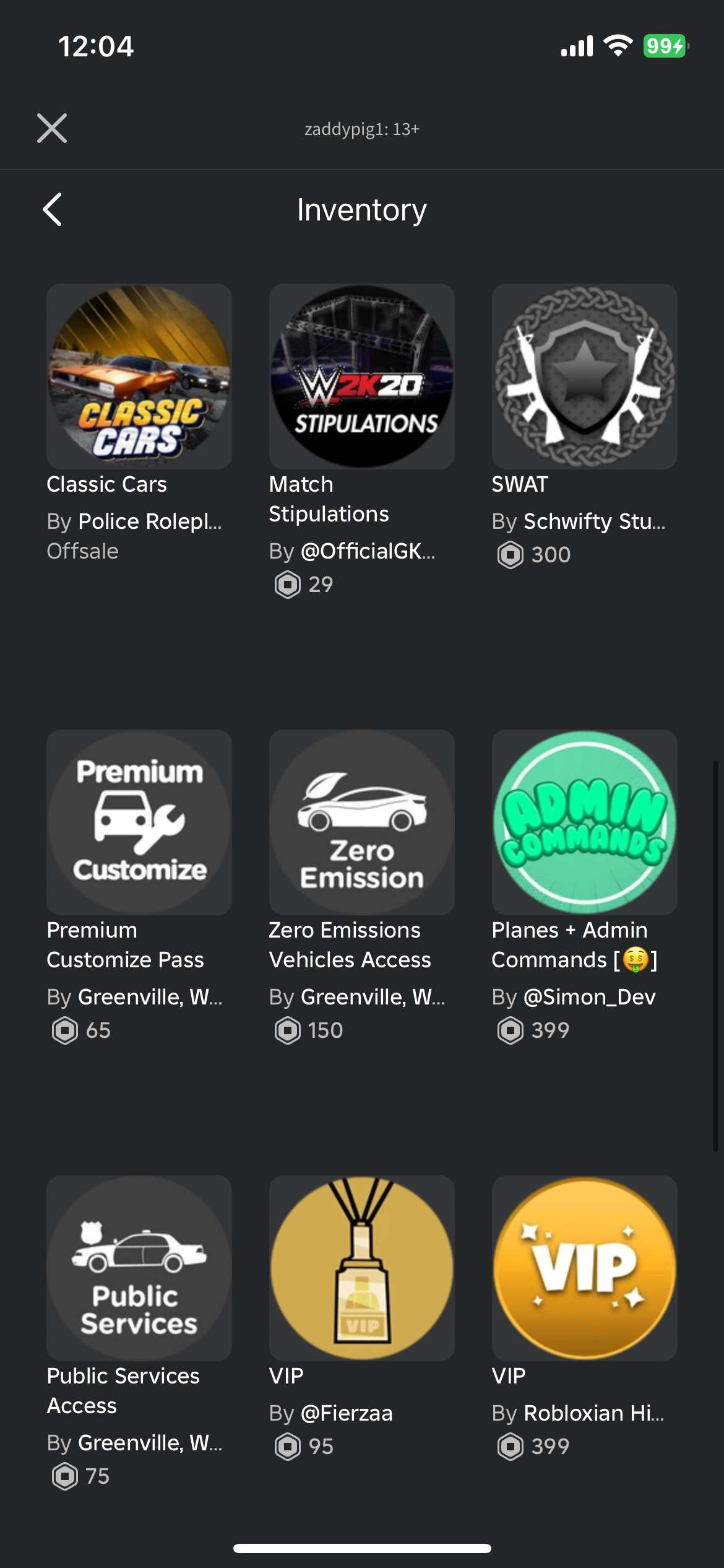 Roblox account