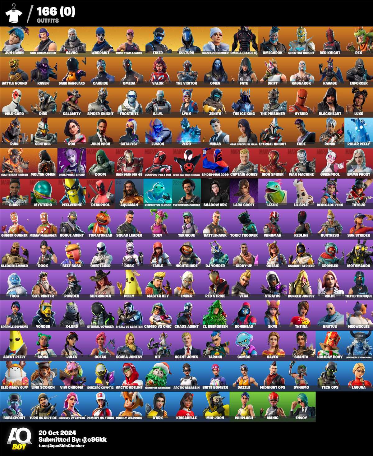 Fortnite account omega skin maxed 160+ skins 