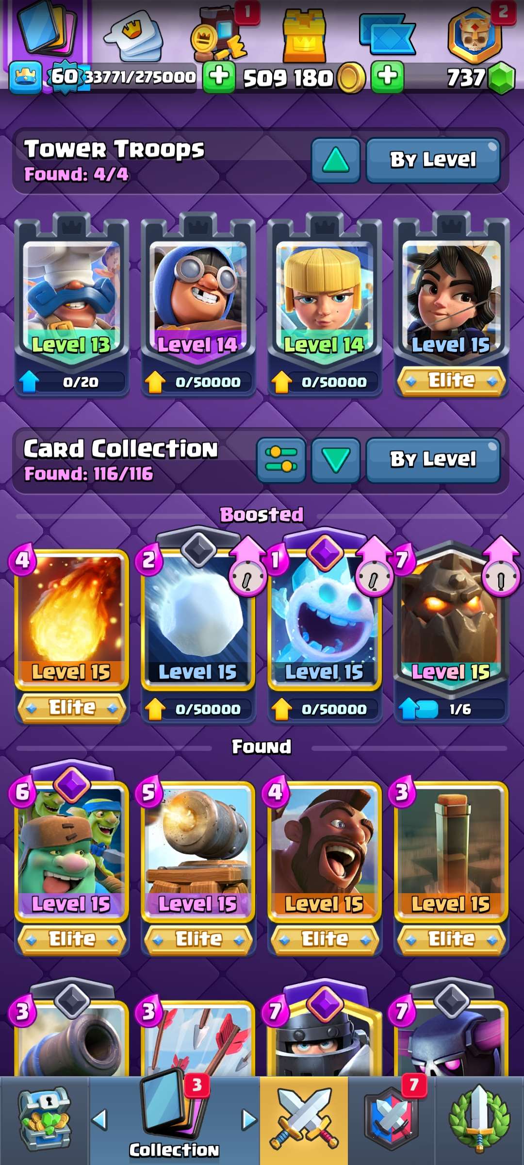 Level 60+ 9000 trophies+ 20+ level 15 card 