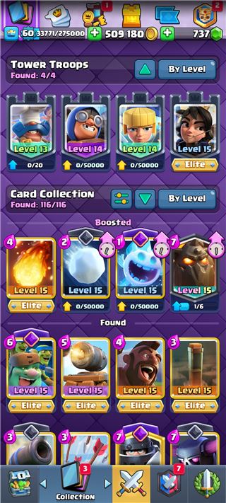 Level 60+ 9000 trophies+ 20+ level 15 card 
