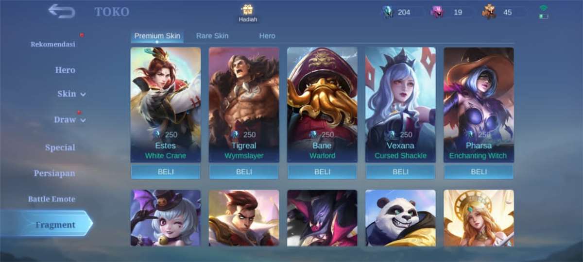 Akun mobile legend tahun 2020 skin banyak
