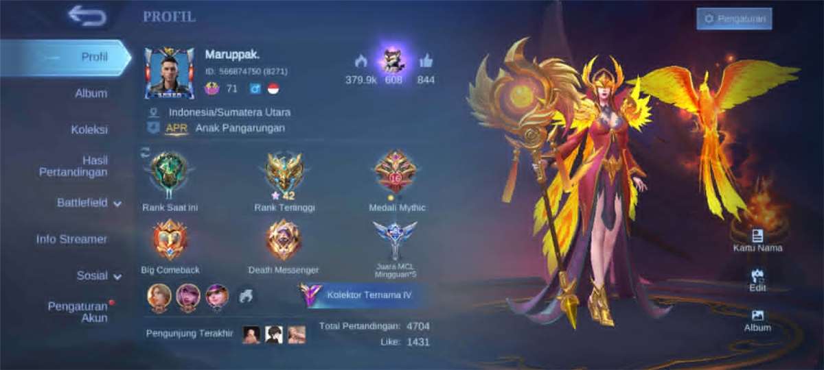 Akun mobile legend tahun 2020 skin banyak