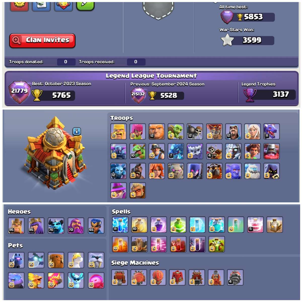 TH16 99% Maxed Out | 2 Max Epic Equipments | 