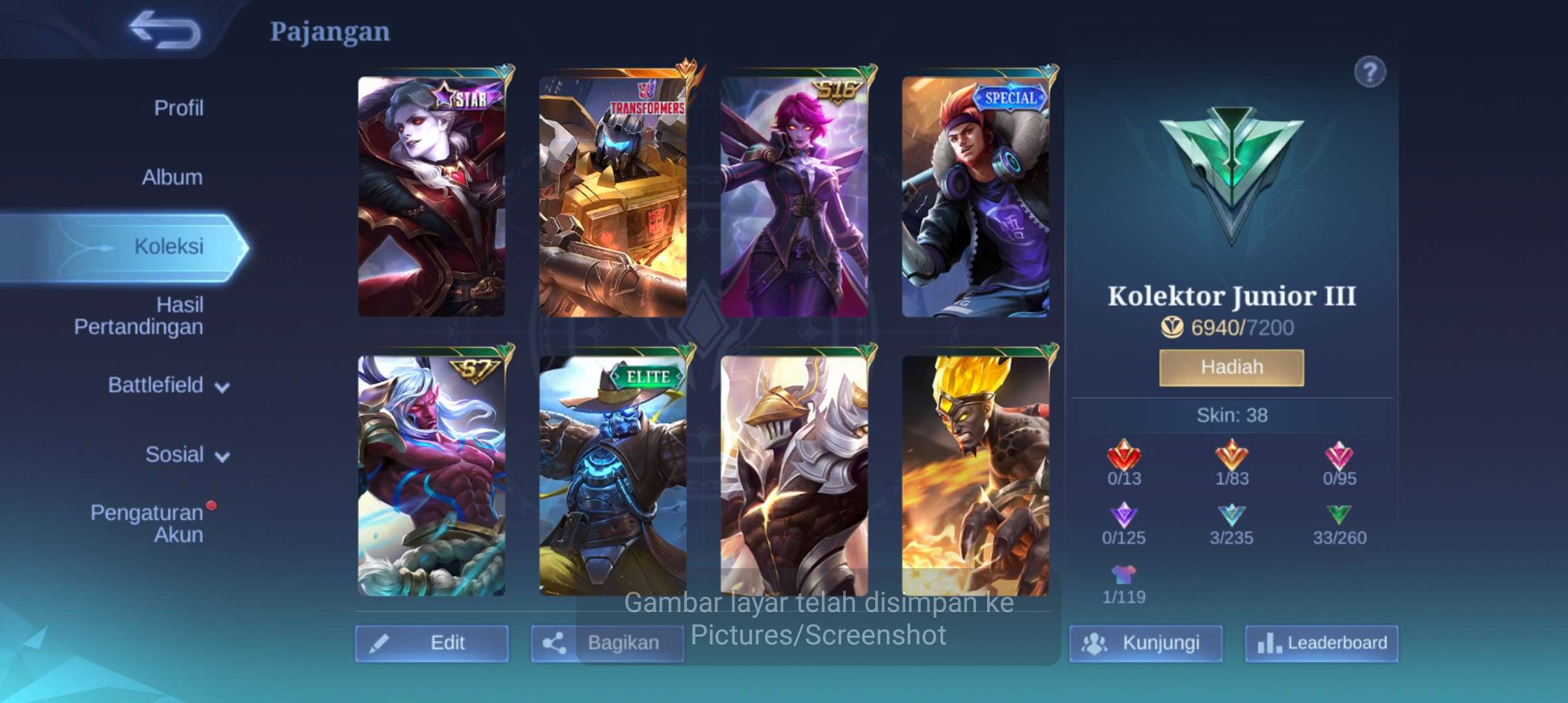 Jual akun mobile legends
