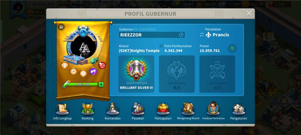 Jual akun rise of kingdoms 