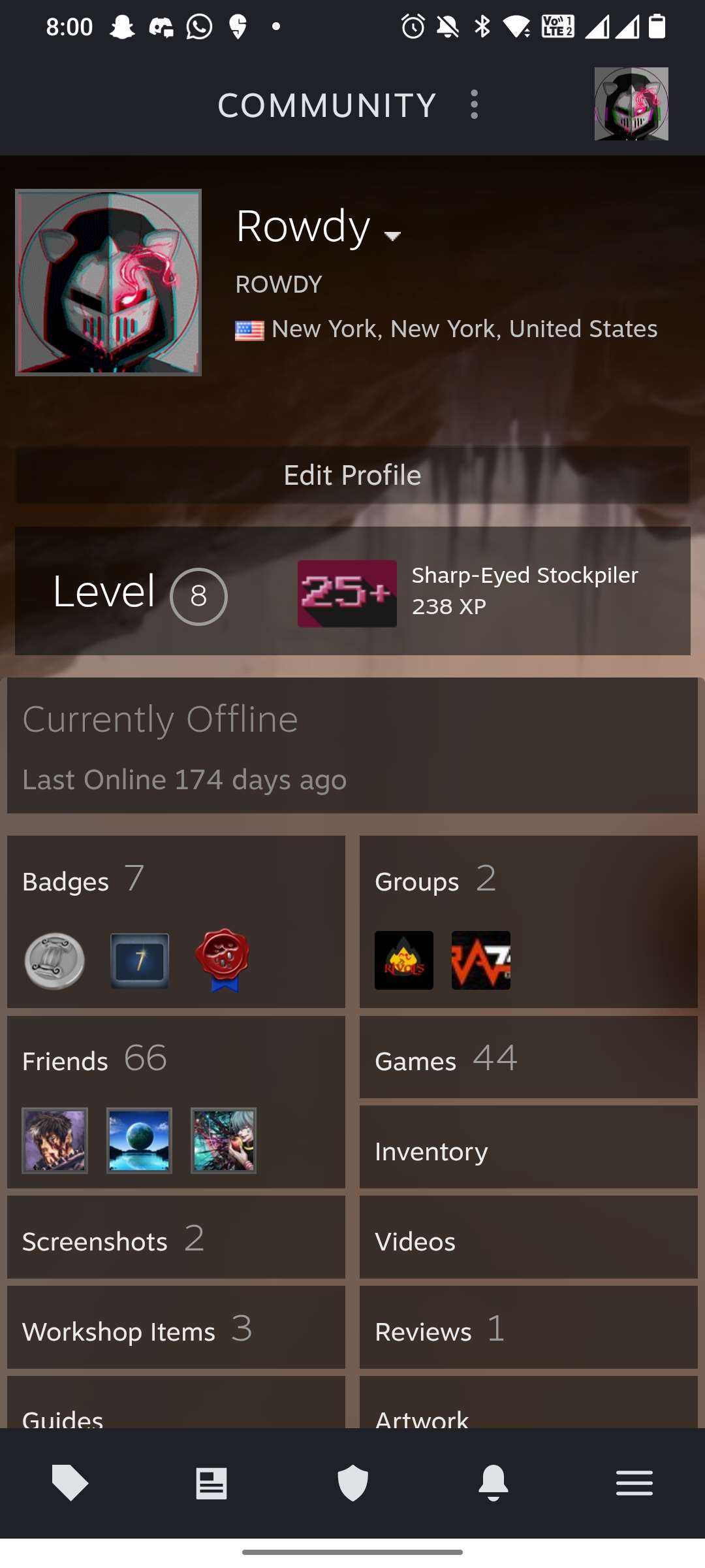 Steam account with 44 games worth 1000$