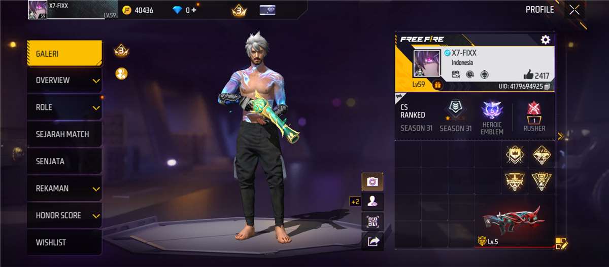 akun free fire ber shotgun skin