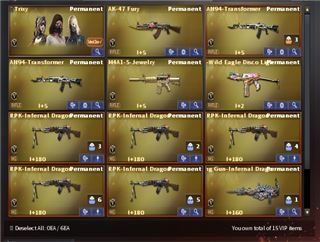 15 VIP 6 RPK + GATLING + TMP + TRIXY + KURKI 