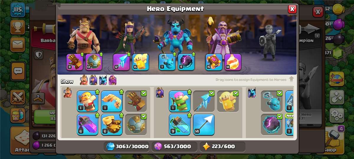 ⚔️Th112💪heroes 60-60-34-33/💎Gems 3300+