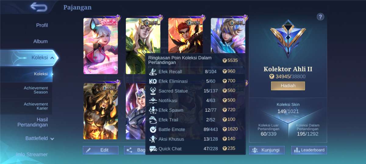Jual akun ml 