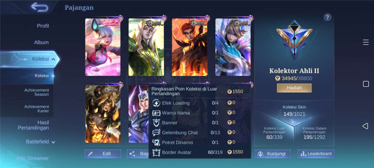 Jual akun ml 