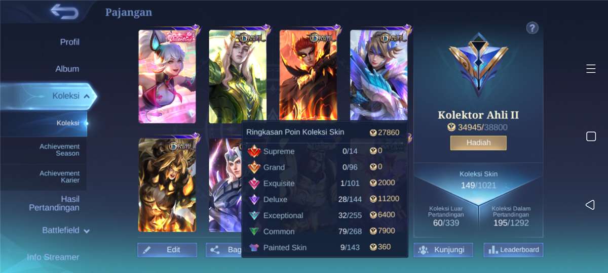Jual akun ml 
