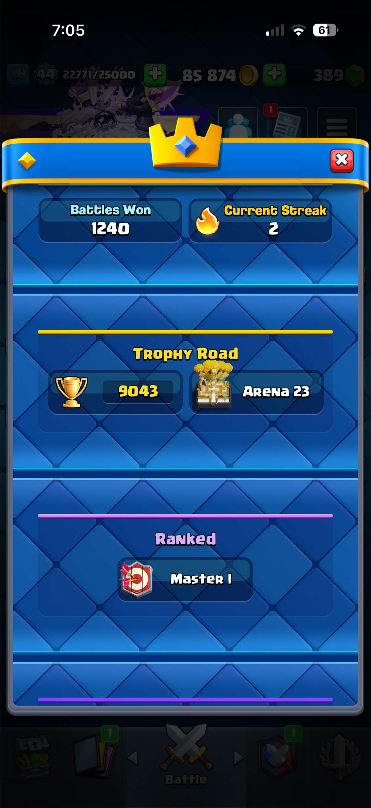 9k trophies 13 Evos 50+ emotes