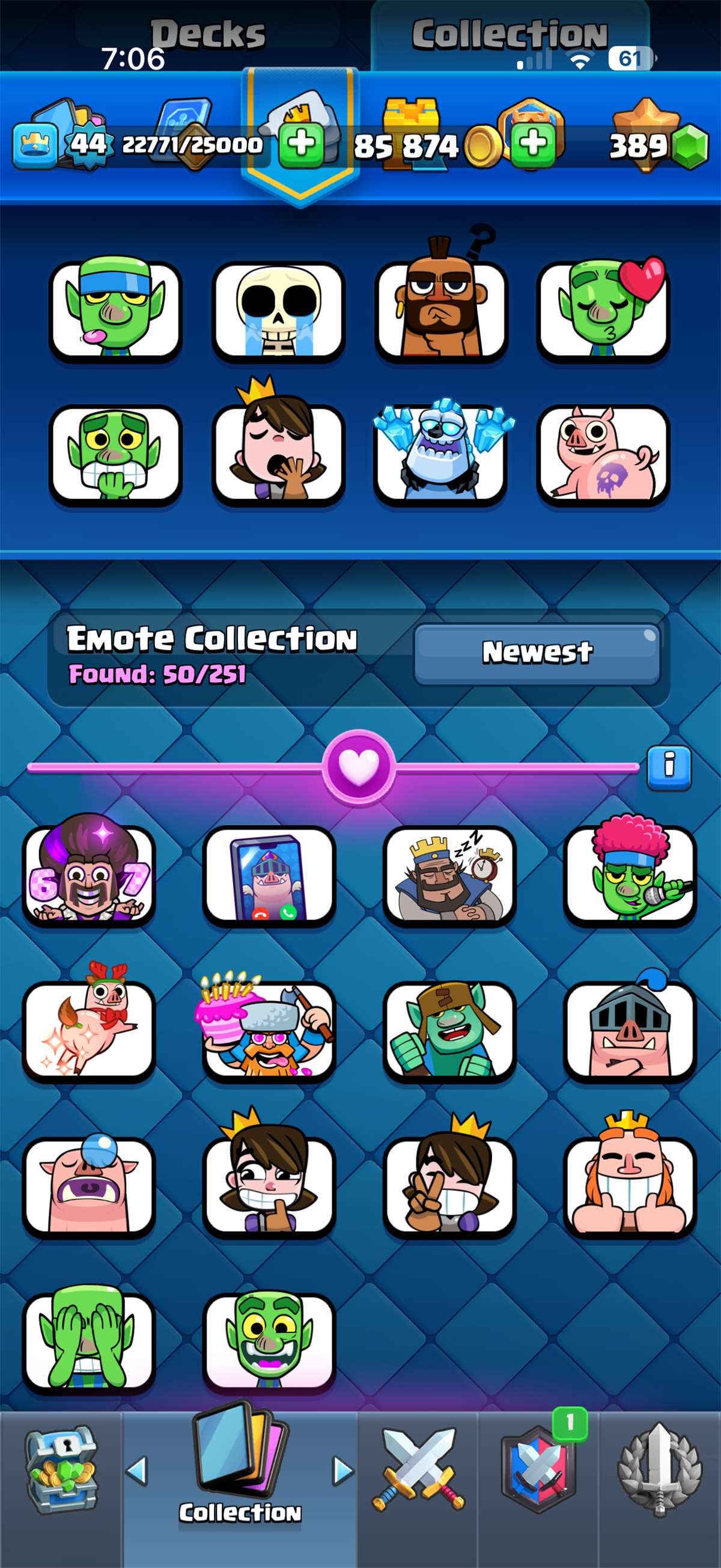 9k trophies 13 Evos 50+ emotes
