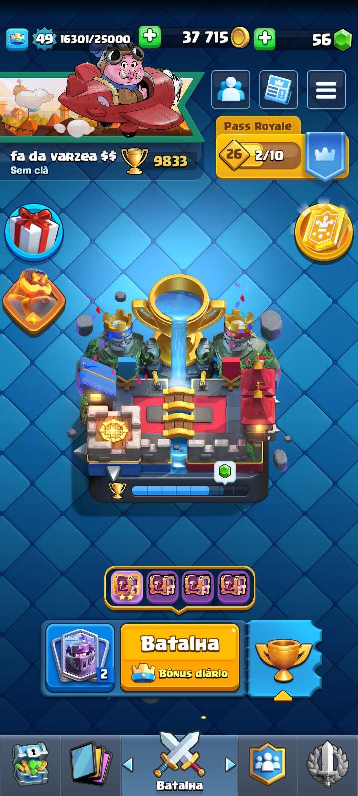 Conta clash royale nível 51. Torre nível 15