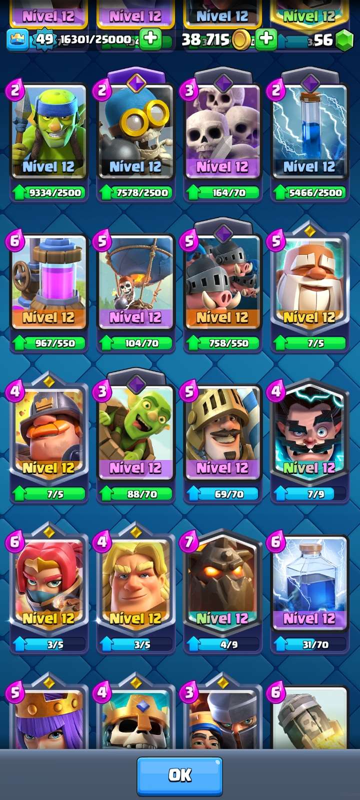 Conta clash royale nível 51. Torre nível 15