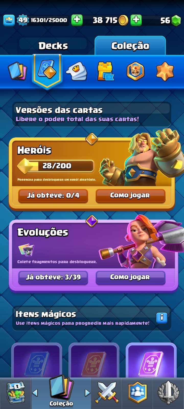 Conta clash royale nível 51. Torre nível 15