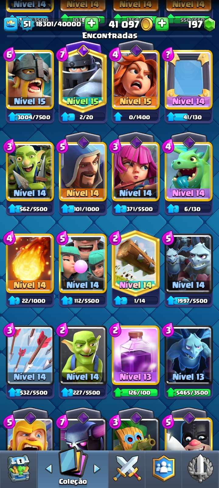 Conta clash royale nível 51. Torre nível 15
