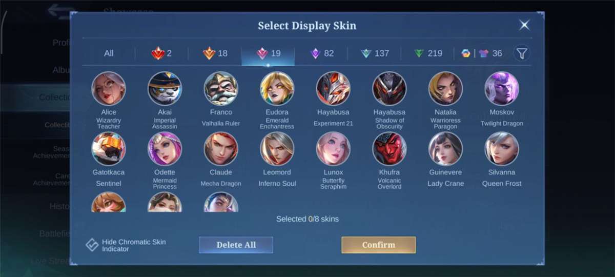 Mobile Legend Mega Collector Account Foe Sale