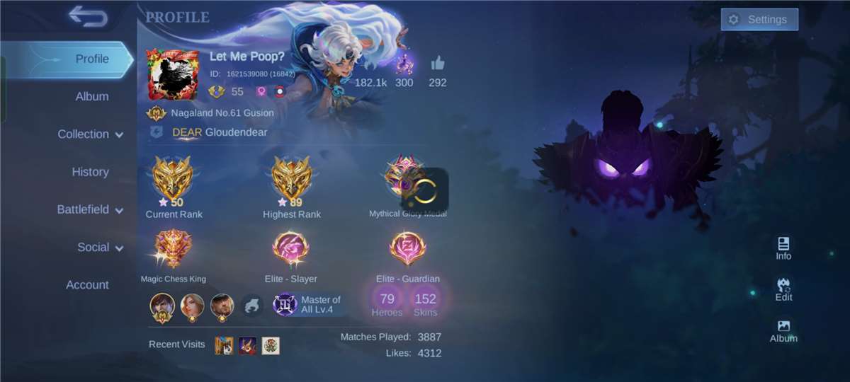 MLBB Account | 152 Skins | Gusion Collector |