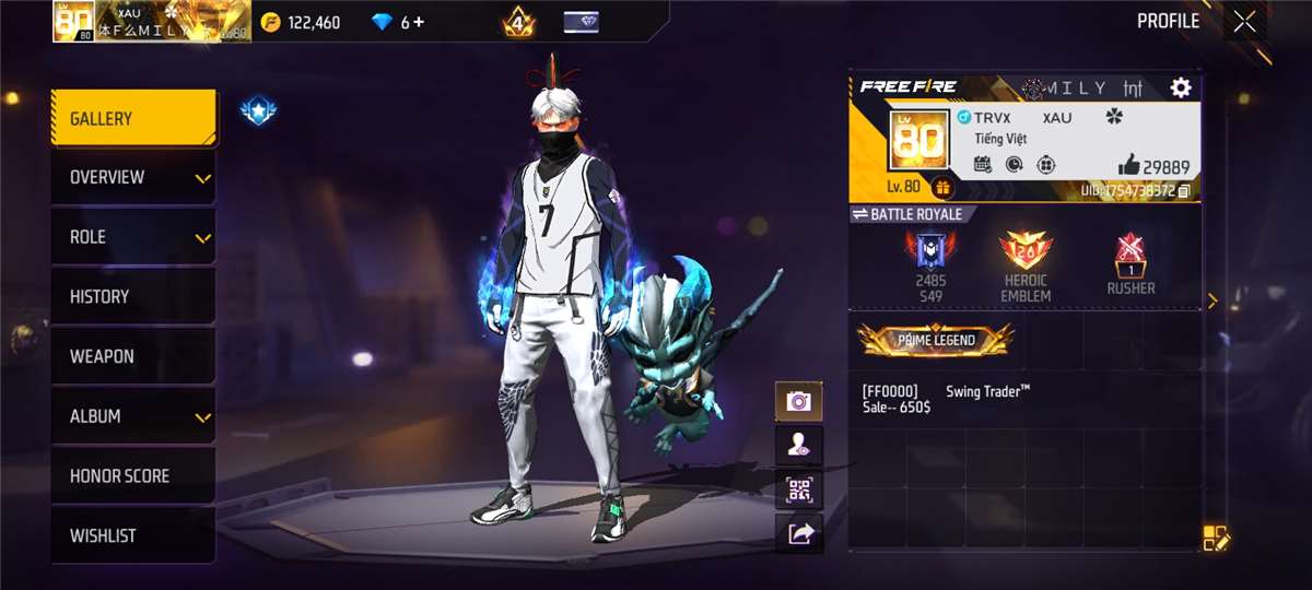 Elite Free Fire Account | Level 80 | All Seas