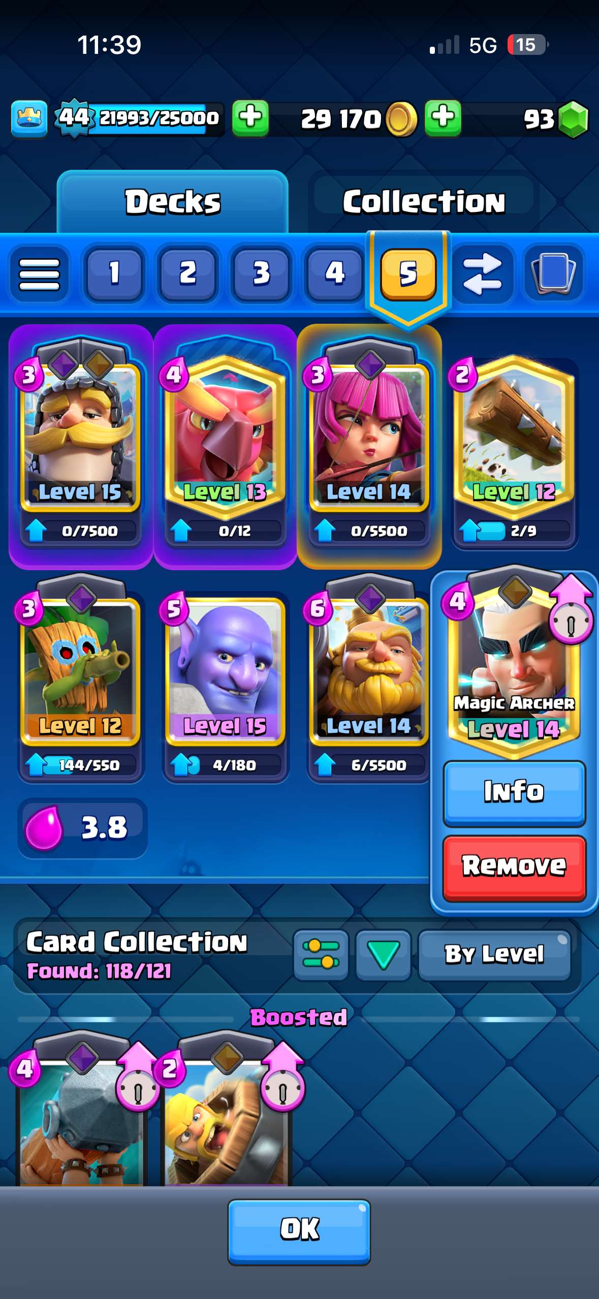 Clash royale account trophys 8017 arena 21 