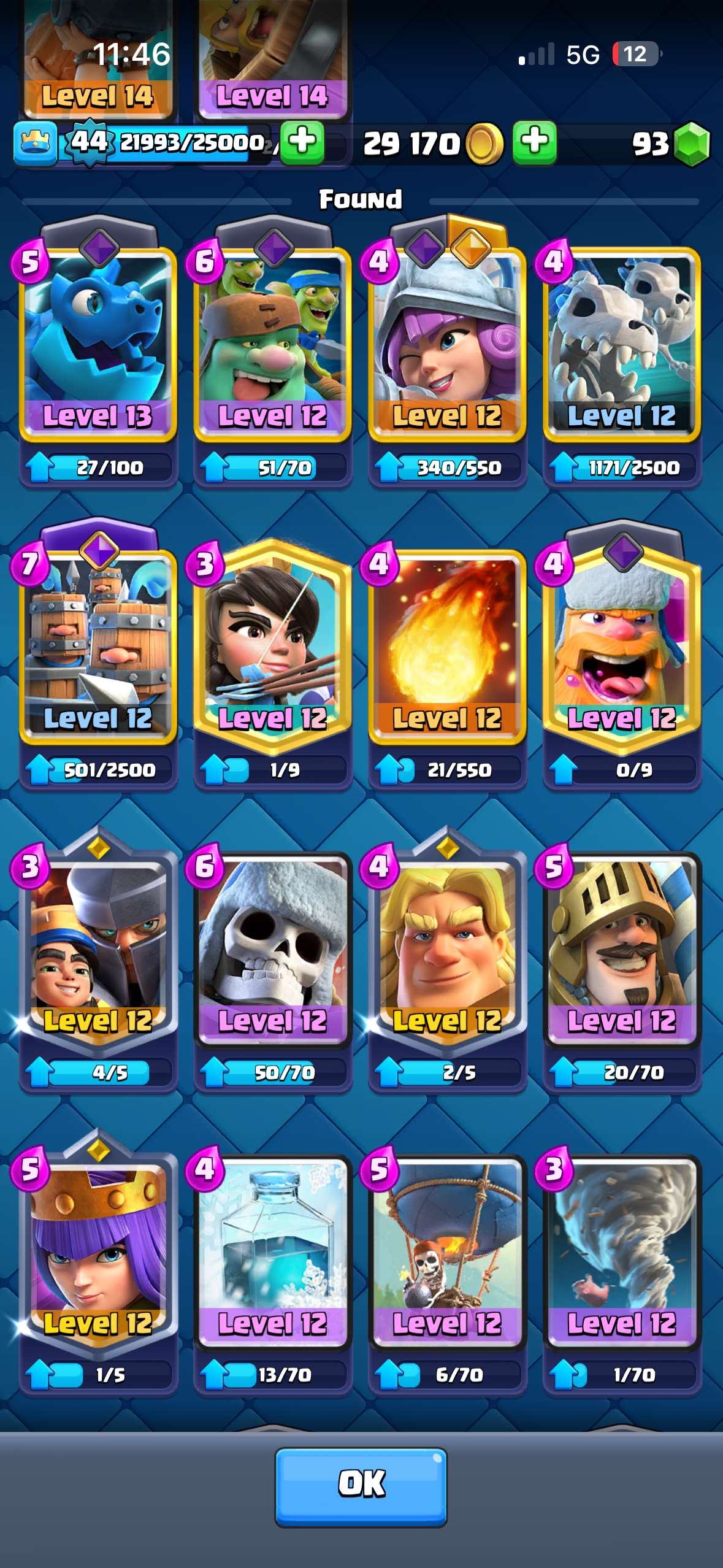 Clash royale account trophys 8017 arena 21 