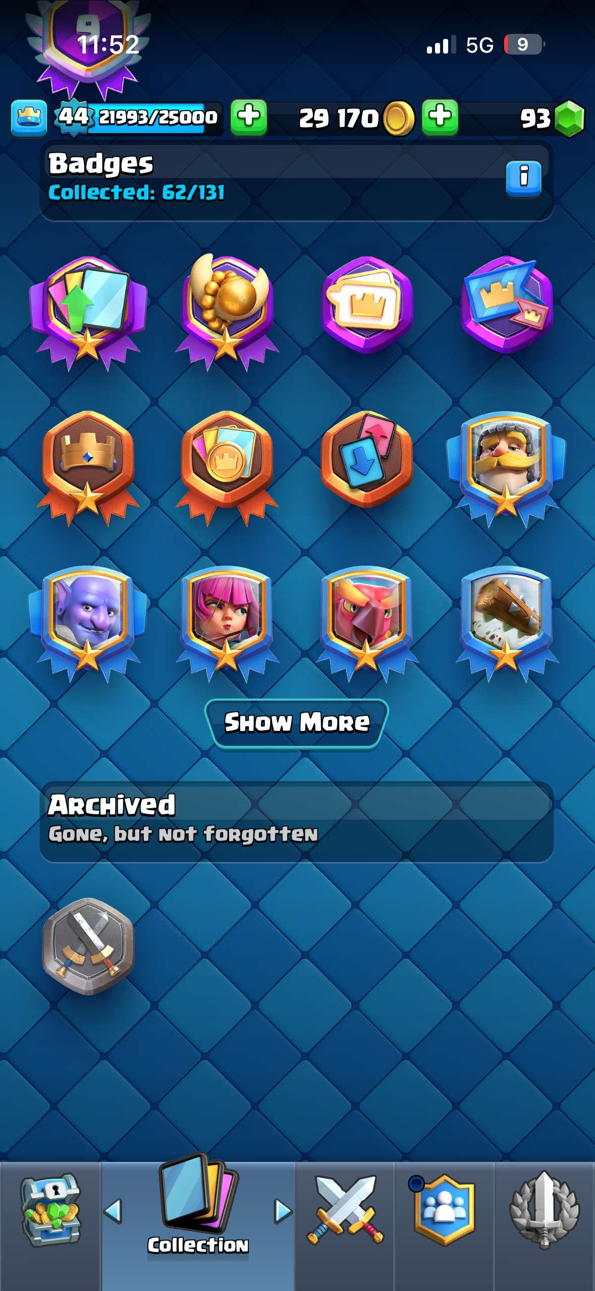 Clash royale account trophys 8017 arena 21 