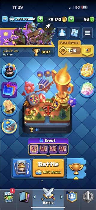 Clash royale account trophys 8017 arena 21 