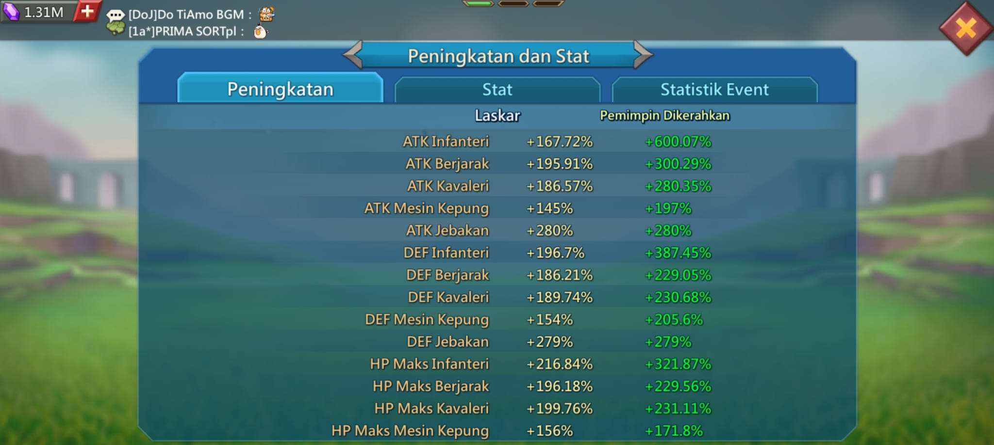 Akun lord mobile 1,3 M full T5