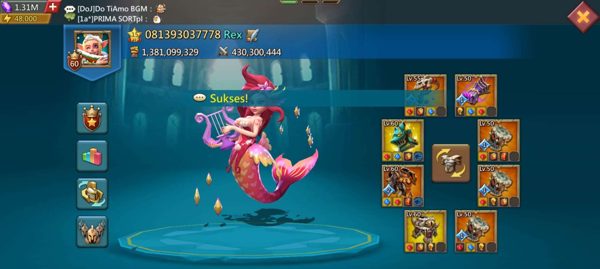 Akun lord mobile 1,3 M full T5