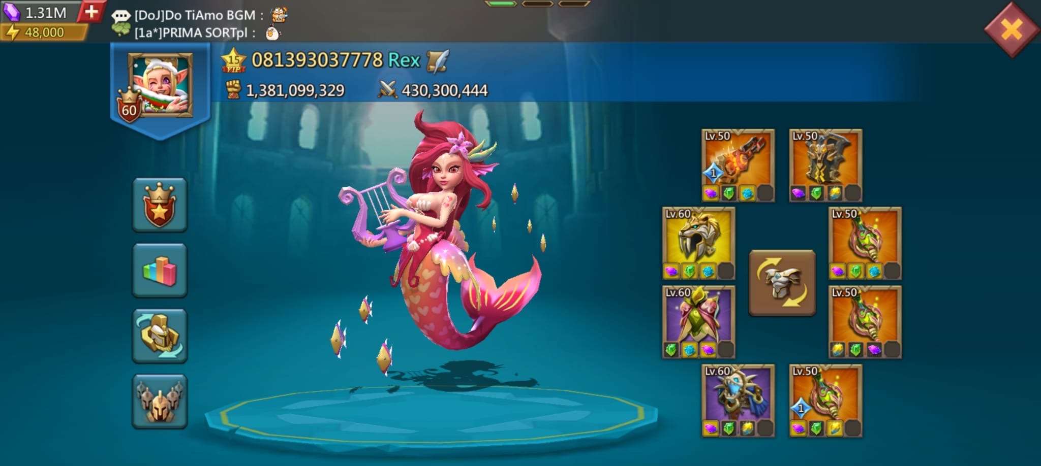Akun lord mobile 1,3 M full T5