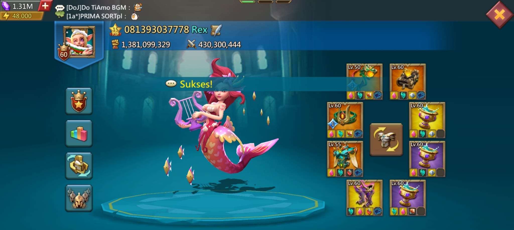 Akun lord mobile 1,3 M full T5