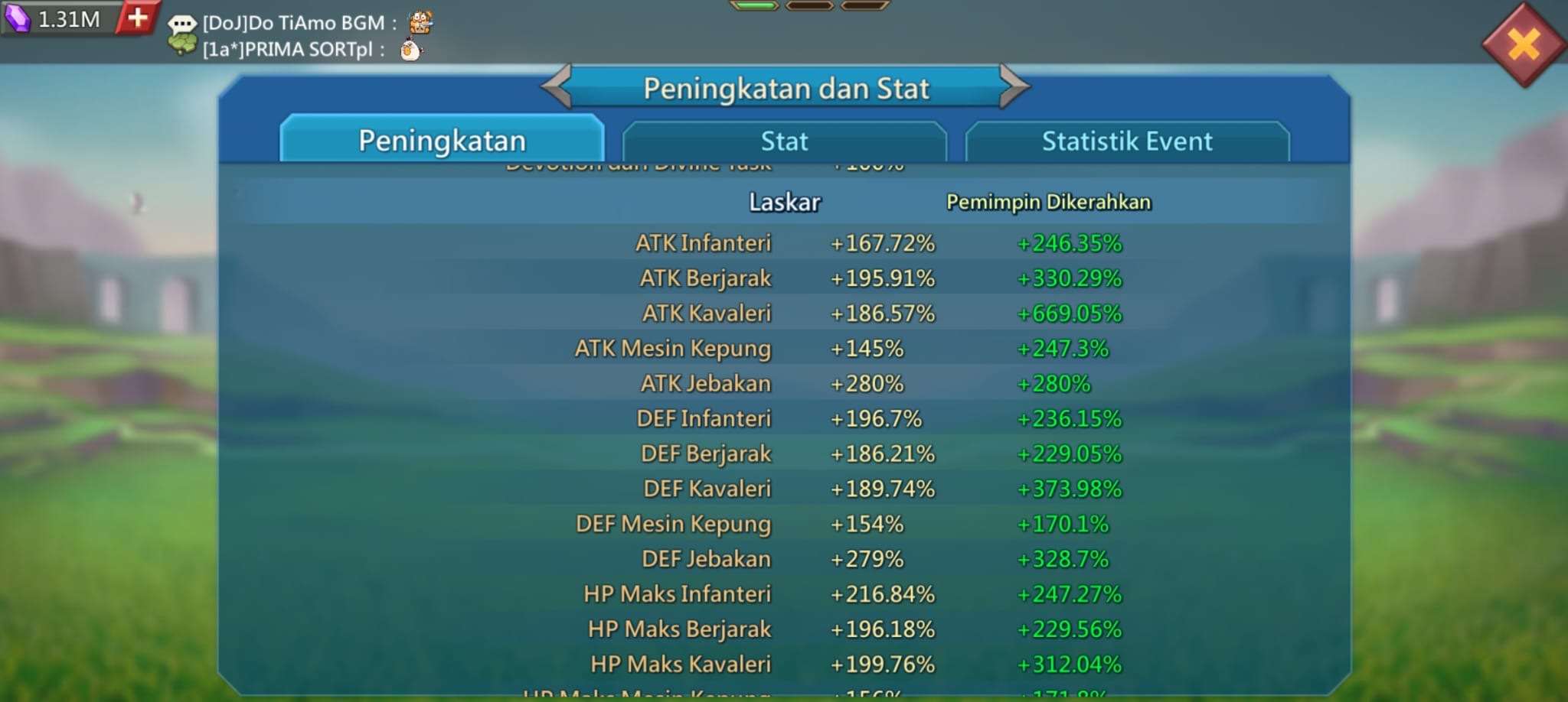 Akun lord mobile 1,3 M full T5