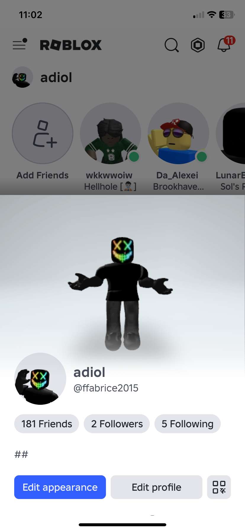 Roblox account with various gamepasses