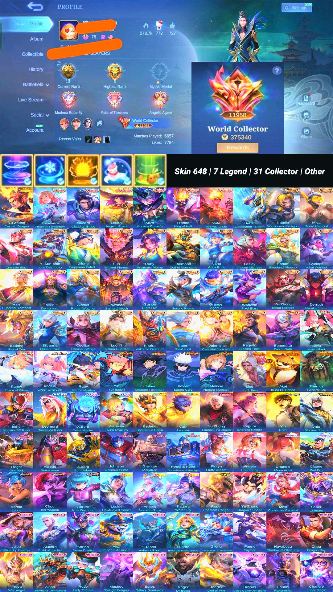 Skin 648 | 7 Legend | 31 Collector | Other