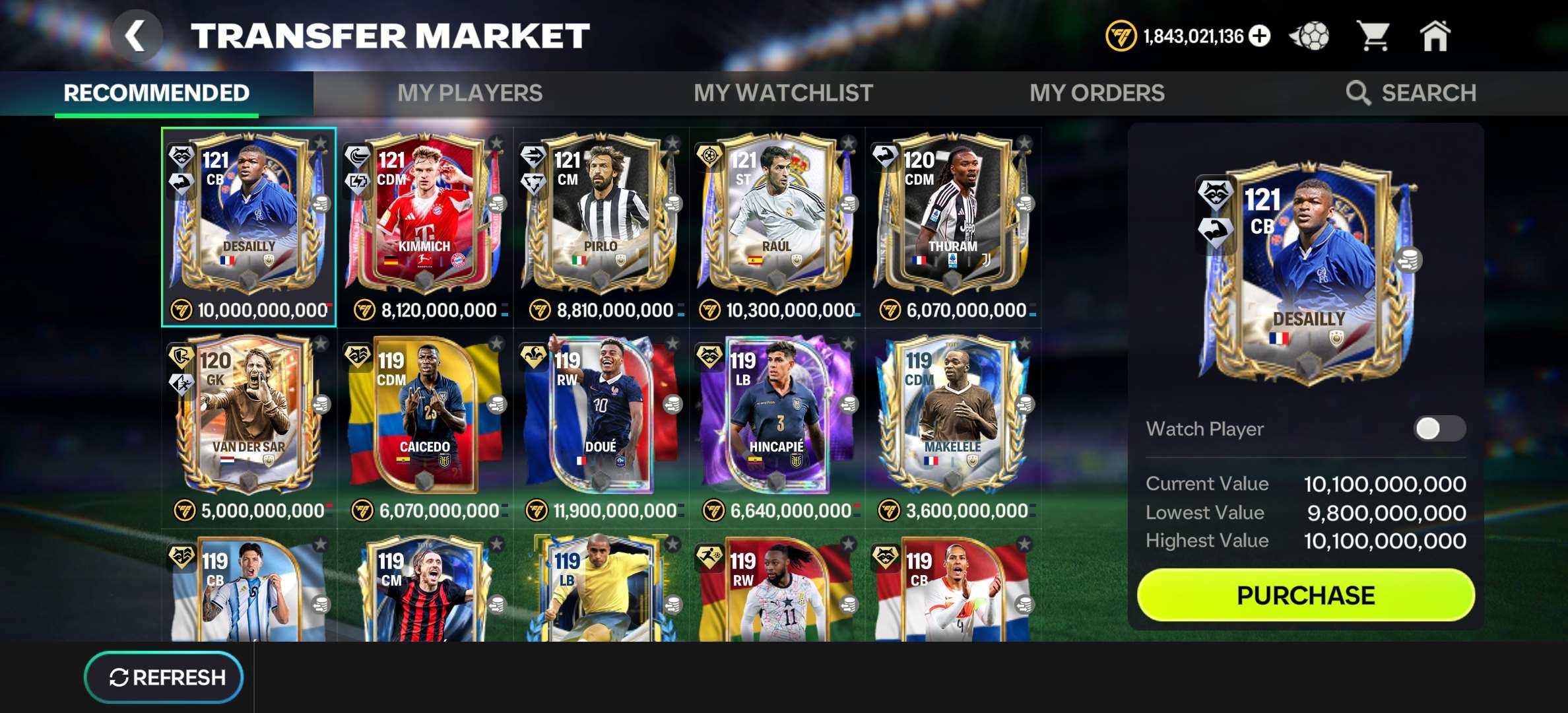126 OVR squad for sale all players lv30